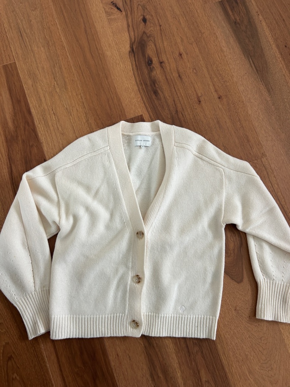 Cream Ribbed Button Cardigan - Picture 7 of 9